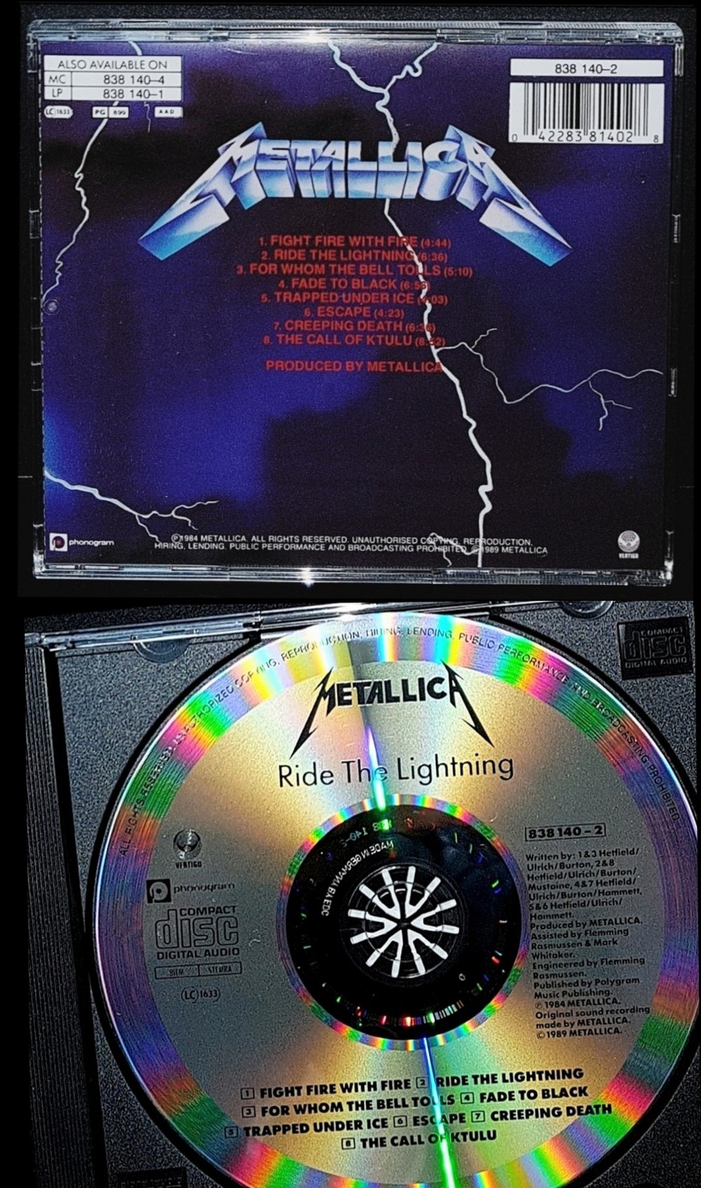 Metallica - Ride the Lightning CD Photo