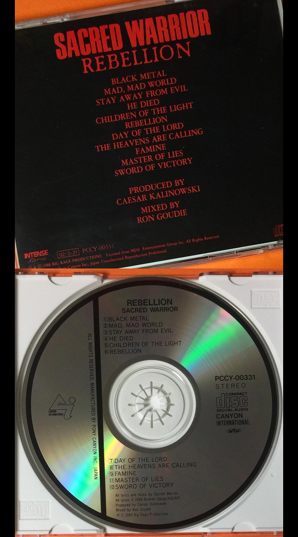 Sacred Warrior - Rebellion CD Photo